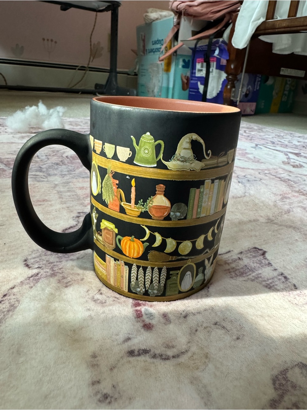 Matte Black Cottage Bookshelf Mug